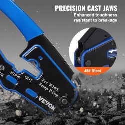 Monitoiminen RJ45-puristustyökalu 8-napaisille liittimille karkaistu teräs 20 läpivientiliitintä johdonkuorija ja verkkotesteri