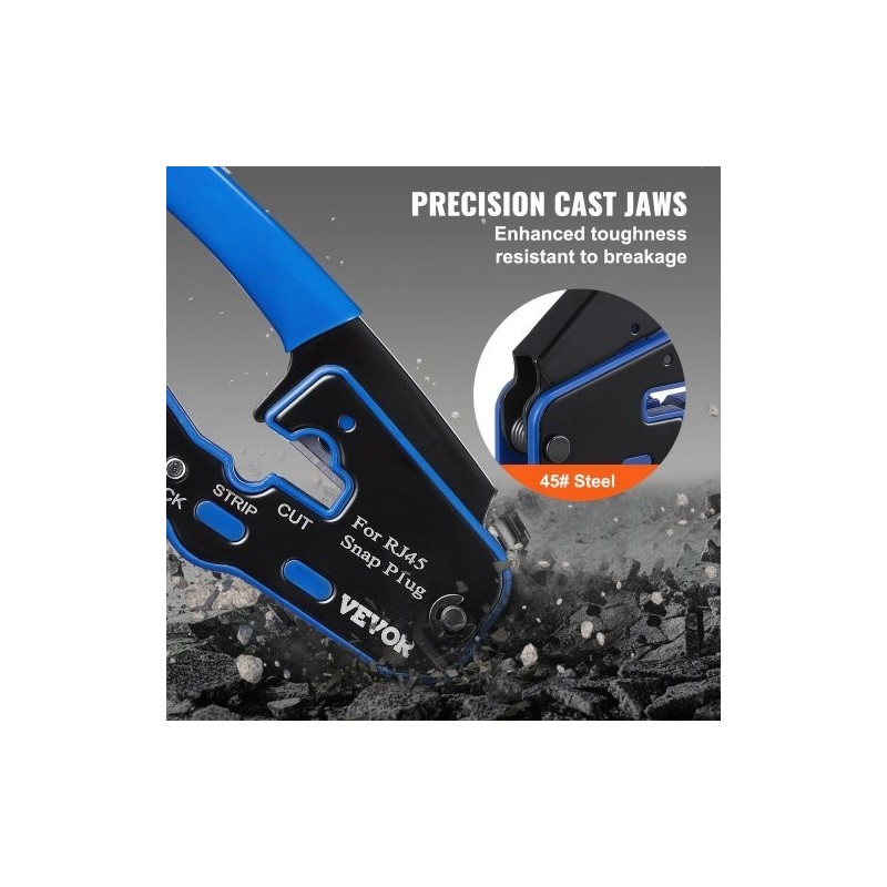 Monitoiminen RJ45-puristustyökalu 8-napaisille liittimille karkaistu teräs 20 läpivientiliitintä johdonkuorija ja verkkotesteri