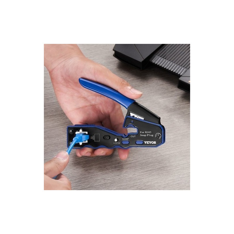 Monitoiminen RJ45-puristustyökalu 8-napaisille liittimille karkaistu teräs 20 läpivientiliitintä johdonkuorija ja verkkotesteri