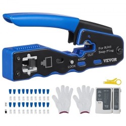 Monitoiminen RJ45-puristustyökalu 8-napaisille liittimille karkaistu teräs 20 läpivientiliitintä johdonkuorija ja verkkotesteri