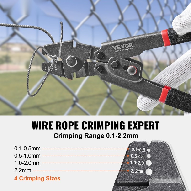 Puristustyökalu vaijerille 0,1–2,2 mm teflonpinnoitettu sisältää vaijerileikkurin ja 160 alumiiniholkkia