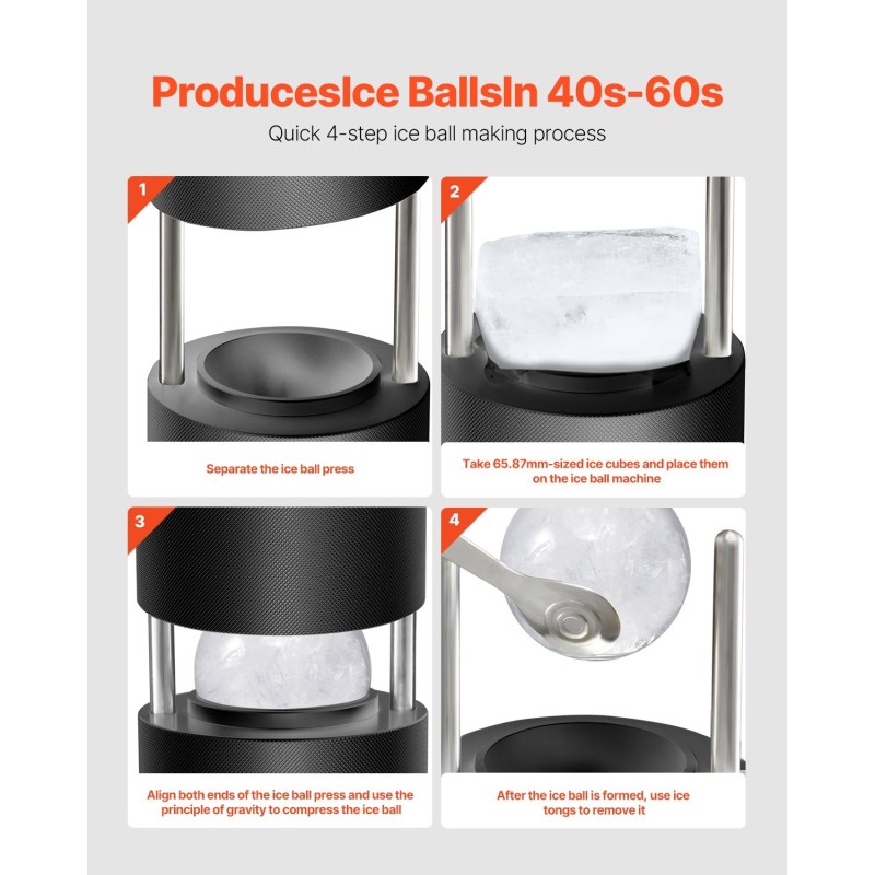 Jääpallopuristin ilmailualumiinirunko 60 mm silikonimuotti alusta pihdit tippalevy lasi viskiin ja cocktaileihin