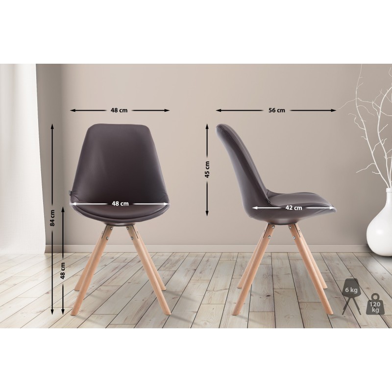 Pyöreä keinonahkainen ruokailutuoli pyökkijaloin mukava ja tukeva