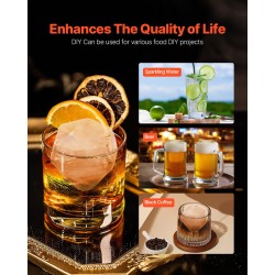 Jäätimanttipuristin lentokonealumiini 65 mm mukana jääpihdit ja tippatarjotin viskille ja cocktaileille