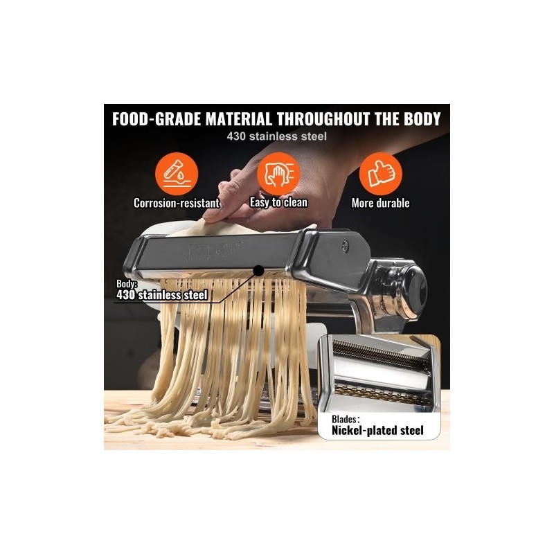 Sähköinen pastakone 430-ruostumatonta terästä 9 säädettävää paksuutta kahdella leveydellä