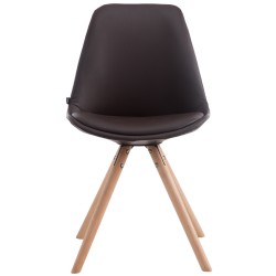 Pyöreä keinonahkainen ruokailutuoli pyökkijaloin, mukava ja tukeva