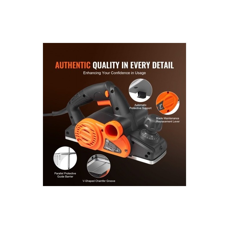 Sähköinen käsihöylä 8,25 cm höyläysleveys 2 mm maksimisyvyys alumiinipohja