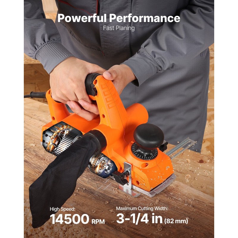 Sähköinen käsihöylä puulle 82 mm 900 wattia säädettävä 3 mm 2 terää