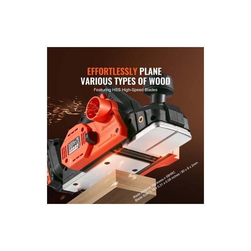 Johdoton sähköhöylä 82,5mm höyläysleveys 2mm syvyys kestävät terät kaksisuuntainen purunpoisto