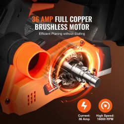 Johdoton käsihöylä 82,6 mm höyläysleveys 2 mm höyläyssyvyys korkeakovuiset terät kaksisuuntainen purunpoisto