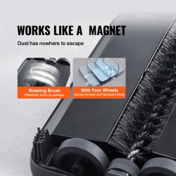 Käsikäyttöinen matto- ja lattiaharja 300 ml pölysäiliö 200 mm harjausleveys