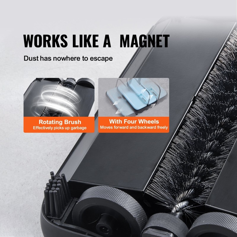 Käsikäyttöinen matto- ja lattiaharja 300 ml pölysäiliö 200 mm harjausleveys