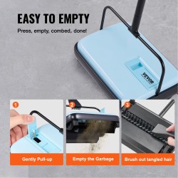 Käsikäyttöinen matto- ja lattiaharja 300 ml pölysäiliö 200 mm harjausleveys