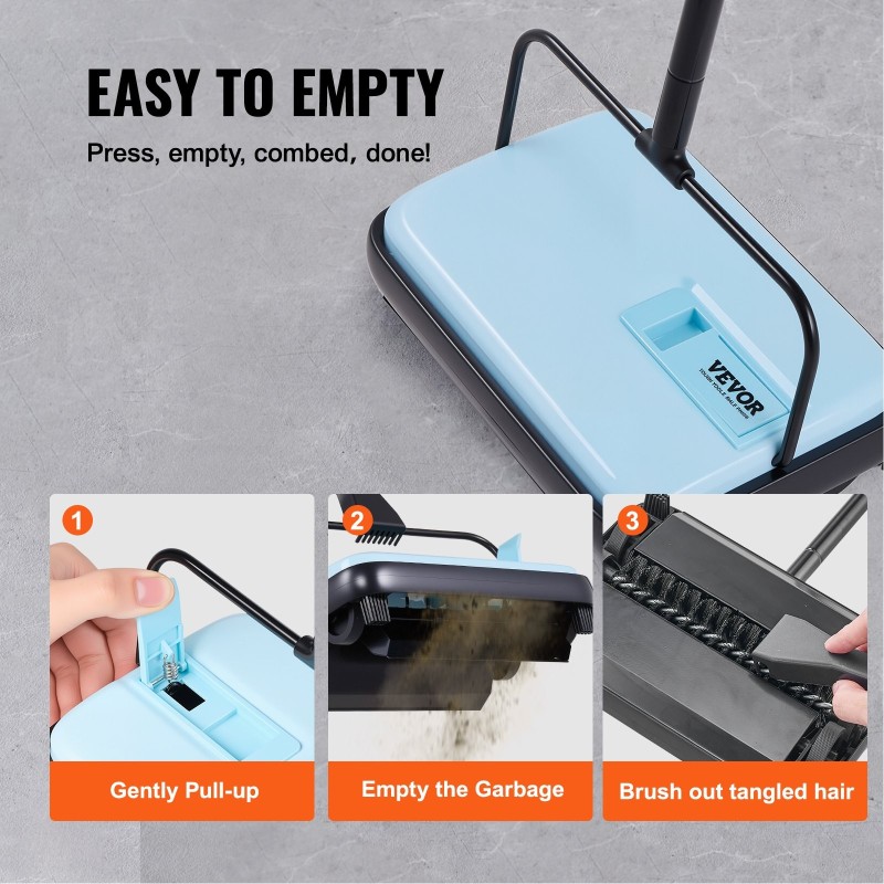 Käsikäyttöinen matto- ja lattiaharja 300 ml pölysäiliö 200 mm harjausleveys