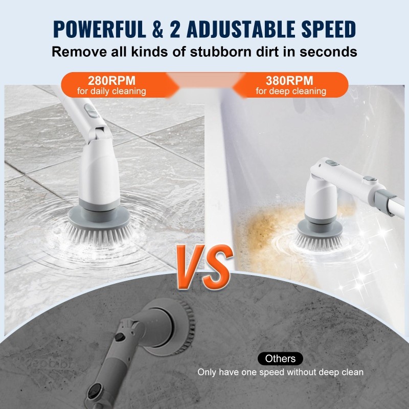 Sähköinen pyörivä pesuharja langaton kaksi nopeutta yhdeksänkymmenen minuutin käyttöaika teleskooppivarsi neljä harjapäätä