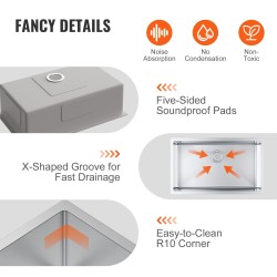 Keittiöallas 304-ruostumaton teräs alta-asennettava yksiallas 230 mm syvä 762x457 mm 3 kpl