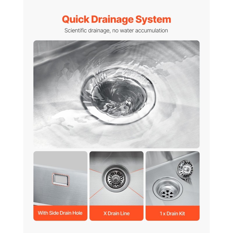 Keittiöallas 304-ruostumattomasta teräksestä 70x43 cm yksikulhoinen upotettava äänieristetty varusteilla