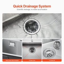 Tiskiallas 304-ruostumatonta terästä päälle asennettava yksialtainen 40x45 cm