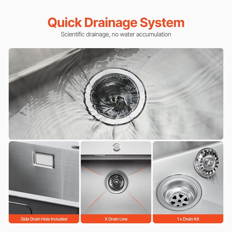 Tiskiallas 304-ruostumatonta terästä päälle asennettava yksialtainen 40x45 cm