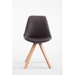 Tyylikäs pehmustettu vierailutuoli puisella rungolla ja keinonahkapäällisellä