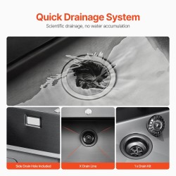 Keittiöallas 304-ruostumatonta terästä 40x45 cm yhdenaltaainen ylhäältä asennettava musta