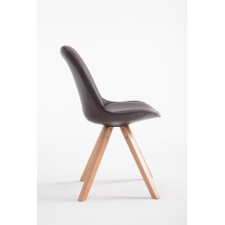 Tyylikäs pehmustettu vierailutuoli puisella rungolla ja keinonahkapäällisellä