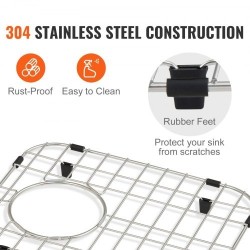 Allassuojaritilä 304-ruostumatonta terästä 338 x 295 mm R50-kulmasäde 2 kpl keittiöaltaaseen