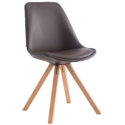 Tyylikäs pehmustettu vierailutuoli puisella rungolla ja keinonahkapäällisellä