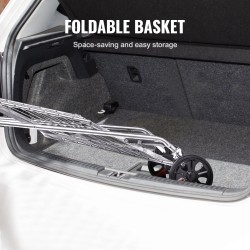 Kokoontaitettava rautaputkirunkoinen ostoskärry 49,9 kg kantavuus kääntyvillä etupyörillä