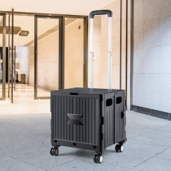 Taitettava käyttövaunu PP-kori 49,8 kg kantavuus 4 kääntyvää pyörää teleskooppikahva