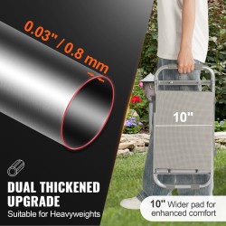 Puutarhapolvistumistuki ja istuin hiiliteräsrunko EVA-pehmuste taitettava työkalutaskulla