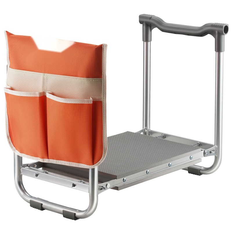 Puutarhapolvistumistuki ja istuin hiiliteräsrunko EVA-pehmuste taitettava työkalutaskulla