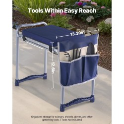 Puutarhapenkki ja polvialusta paksu polvityyny teräsrunko taitettava irrotettava työkalulaukku liukumaton