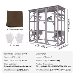 Kissatarha 7-tasoinen galvanoitu verkko ja kuusipuu 181x88x169 cm
