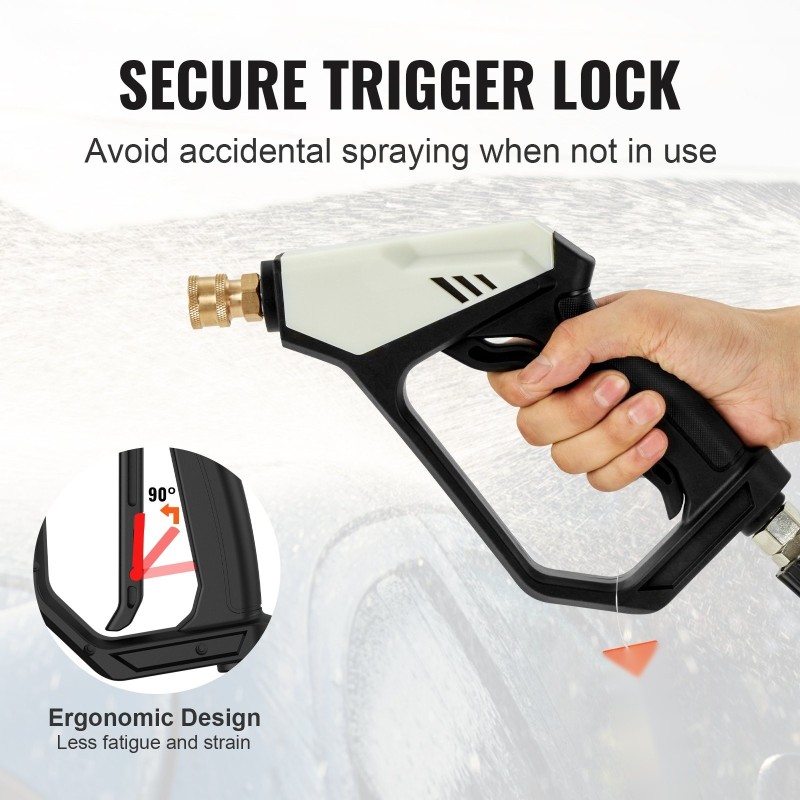 Painepesurin lyhyt pesukahva messinki ruostumaton teräs muovi maksimipaine 5000 viisi suutinta