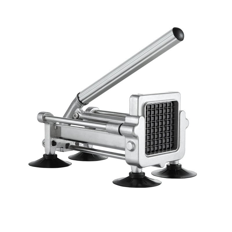 Manuaalinen perunaleikkuri alumiinista ja ruostumattomasta teräksestä imukuppijaloilla 1/2 ja 3/8 tuuman terillä