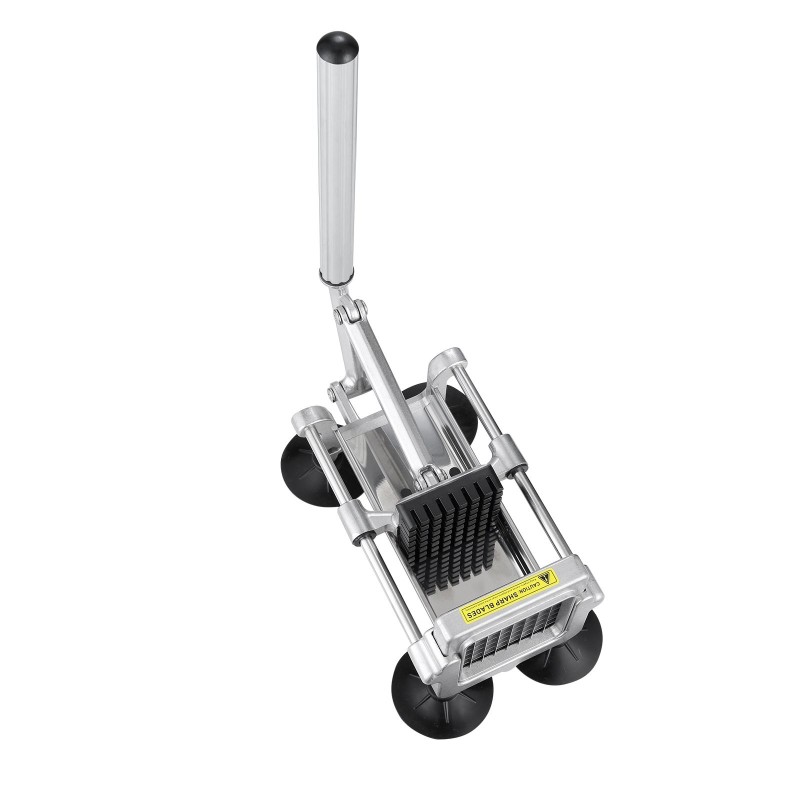 Manuaalinen perunaleikkuri alumiini ja ruostumaton teräsrunko 3 teräkokoa imukupilliset jalat