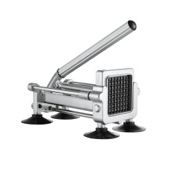 Manuaalinen perunaleikkuri alumiini ja ruostumaton teräsrunko 3 teräkokoa imukupilliset jalat