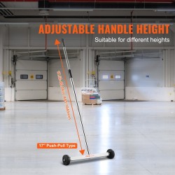 Magneettinen lakaisija pyörillä 43 cm keräyspinta 4,5 kg vetokyky säädettävällä teleskooppivarrella