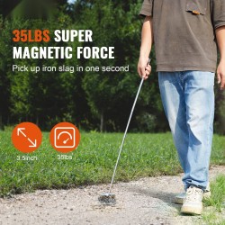 Käsikäyttöinen magneettikeräin 15,9 kg vetovoima säädettävä teleskooppivarsi 210–845 mm ergonominen kahva