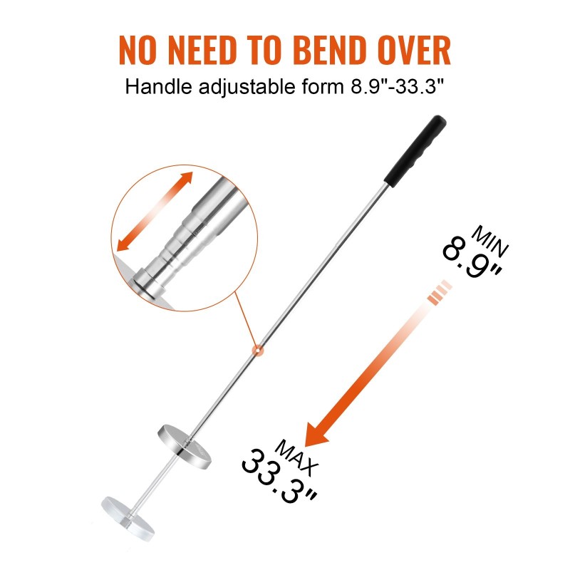 Käsikäyttöinen magneettikeräin 15,9 kg vetovoima säädettävä teleskooppivarsi 210–845 mm ergonominen kahva