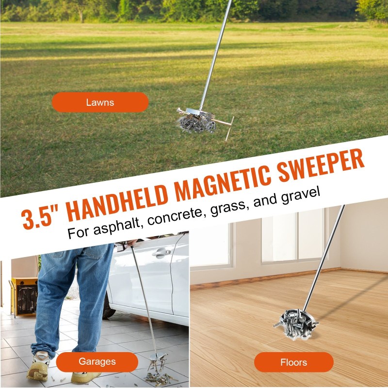 Käsikäyttöinen magneettikeräin 15,9 kg vetovoima säädettävä teleskooppivarsi 210–845 mm ergonominen kahva