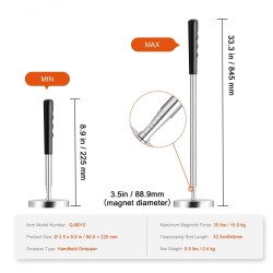 Käsikäyttöinen magneettikeräin 15,9 kg vetovoima säädettävä teleskooppivarsi 210–845 mm ergonominen kahva
