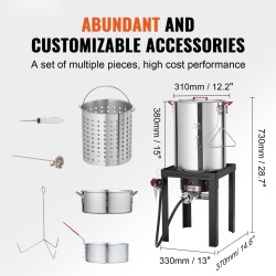 Ulkokeitin alumiinikattilasetti kalkkunan uppopaistoon ja kalan paistoon korit lämpömittari