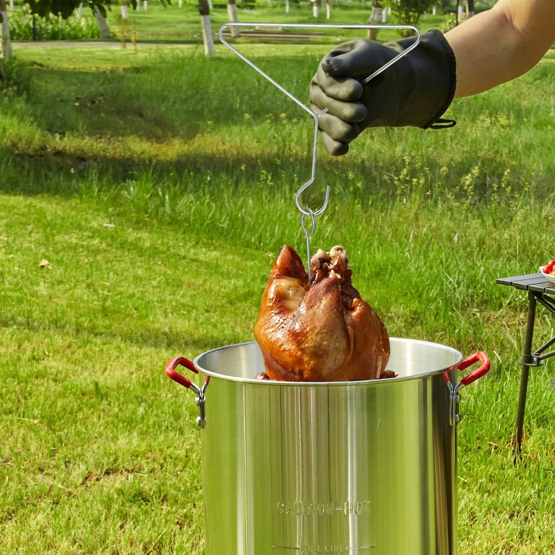 Ulkokeitin alumiinikattilasetti kalkkunan uppopaistoon ja kalan paistoon korit lämpömittari