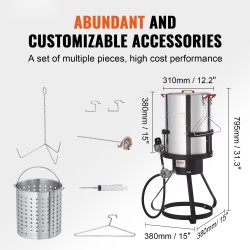 Kalkkunakeitin 30-quartin alumiinikattila ulkokäyttöön 54000 BTU poltin korilla lämpömittarilla
