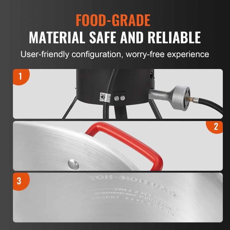 Kalkkunakeitin 30-quartin alumiinikattila ulkokäyttöön 54000 BTU poltin korilla lämpömittarilla