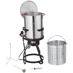 Kalkkunakeitin 30-quartin alumiinikattila ulkokäyttöön 54000 BTU poltin korilla lämpömittarilla