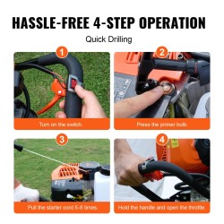 Bensiinikäyttöinen maapora 63 cm3 2400 W 20,3 cm poranterällä ja jatkovarsilla