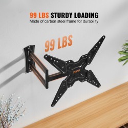 TV-seinäteline hiiliteräksinen täysliikkeinen nivelvarsilla 26–55-tuumaisille televisioille tilaa säästävä asennustarvikkeet